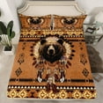 thumbnail image 2 of Homewish 3D Brown Bear Bed Sheets, Western Tribal Dreamcatcher King Sheets, Jungle Wildlife Animal Sheet Set, Lightweight Room Decor, 4-Piece, 2 of 7