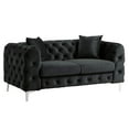 thumbnail image 3 of Morden Fort Modern Contemporary Love Seat with Deep Button Tufting Dutch Velvet, Solid Wood Frame and Iron Legs-Black, 3 of 8