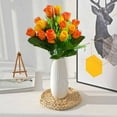 thumbnail image 6 of Luxcidy Artificial Tulip Silk Flowers, 14.17" Long Fake Tulip Flower Bushes for Wedding Home Decor, Faux Roses Decor (Orange), 6 of 6