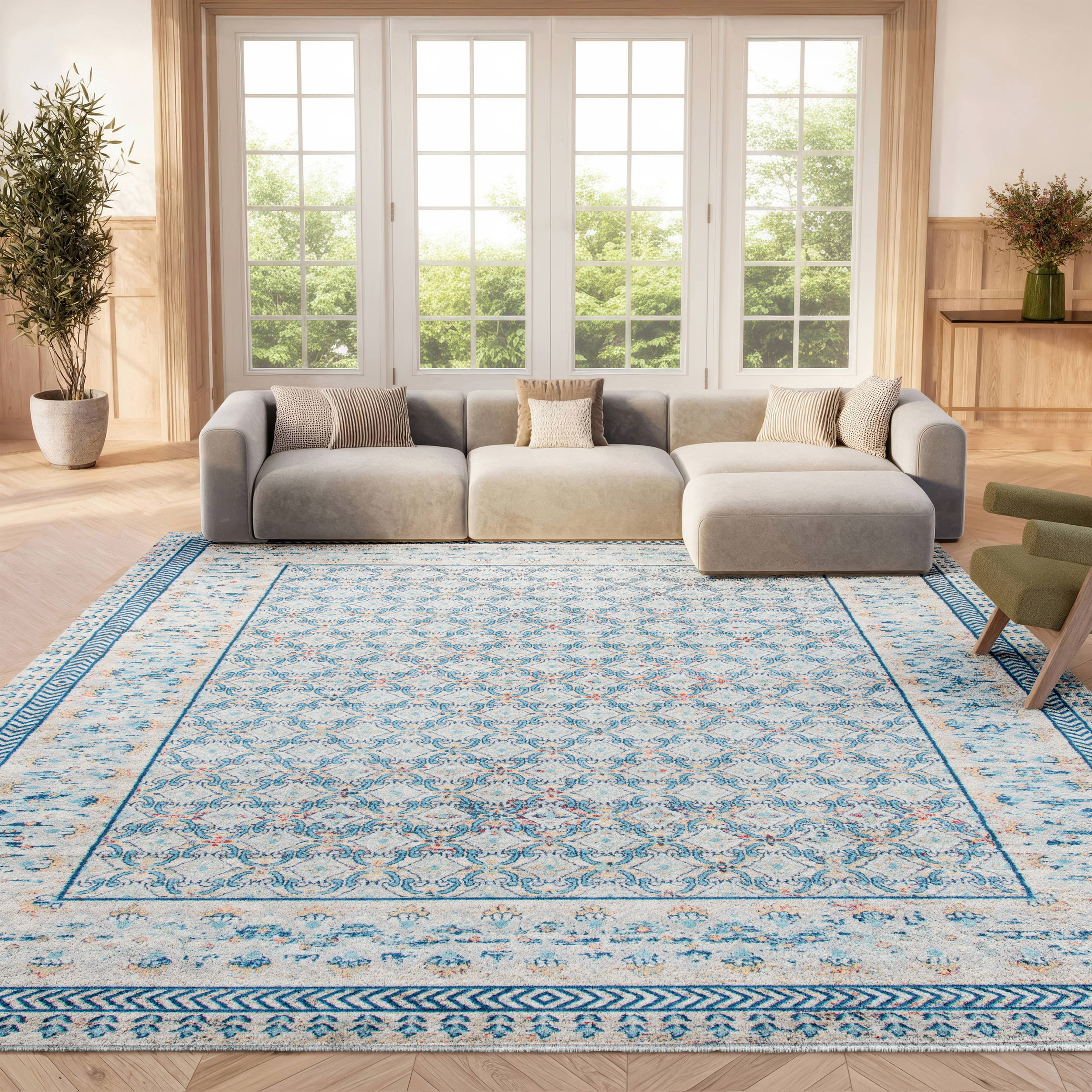 SAFAVIEH Brentwood Dory Geometric Area Rug, Blue/Yellow, 3' x 5'