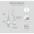 thumbnail image 6 of Heart Birthstone Pearl Earrings, 925 Sterling Silver Infinity Dangle Drop Leverback Earrings, 9mm Freshwater Cultured Pearl & 4mm Gemstone Jewelry Valentine's Day Gift for Women, 6 of 6
