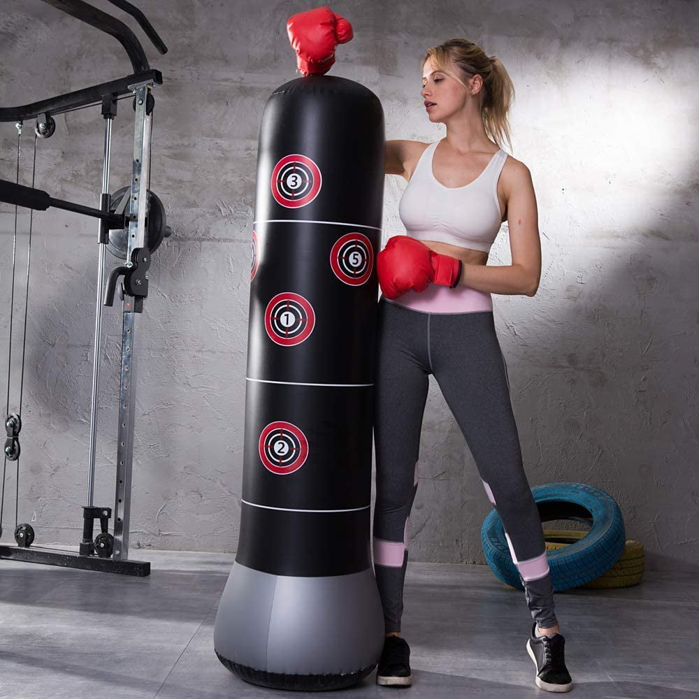 Boxing Bag Free Standing Heavy Duty Target Stand Punch Bags with a Free Foot Air Pump and Gloves Punching Bag for Training Adult Children 