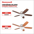 thumbnail image 3 of Honeywell Glen Alden 52" Nickel Low Profile Ceiling Fan with 5 Blades, Bowl Light Kit, Pull Chains & Reverse Airflow, 3 of 11