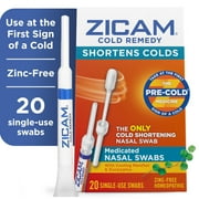 Zicam Cold Remedy Cold Shortening Medicated Nasal Swabs Zinc-Free, 20 Count
