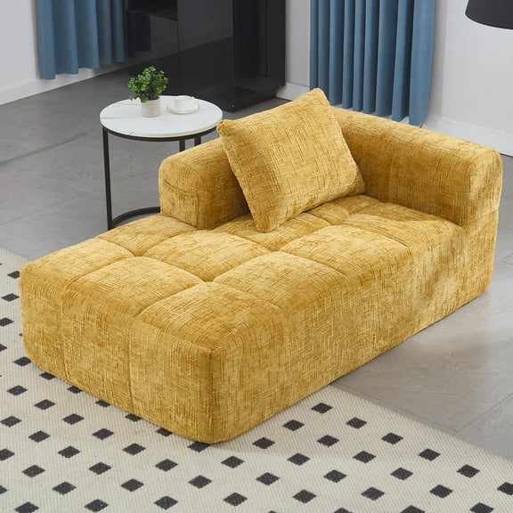 UNITED WE WIN Yellow Chenille Loveseat Sofa for Living Room & Apartment, Ergonomic 2-Seater Couch with High-Density Sponge & Quick Rebound Foam, Wrinkle-Resistant Fabric