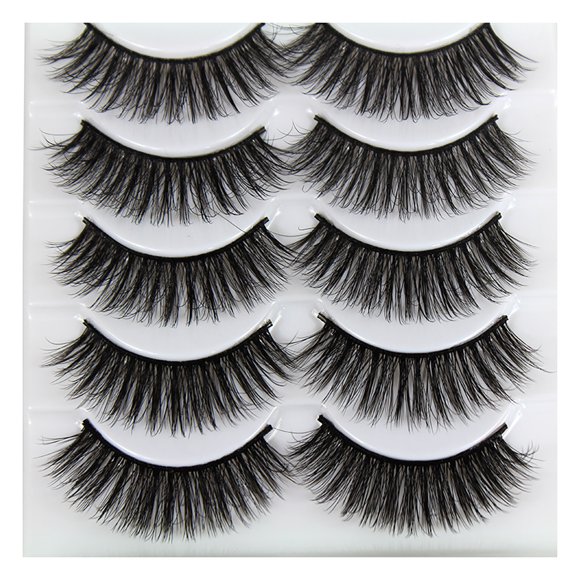 Fiudx Pestañas Postizas 3D, Gruesas y Rizadas, Suaves y de Aspecto Natural, Fáciles de Aplicar, Ideales para Selfies En Bodas y Fiestas, Realzan La Mirada, Paquete de 5 Pares.