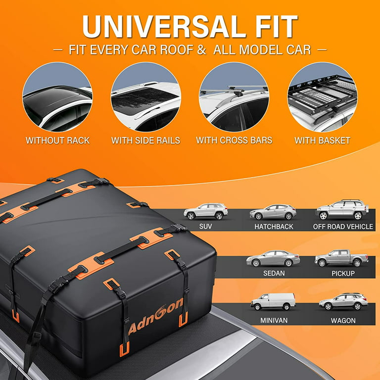 20 Cubic Feet Rooftop Cargo Carrier Roof Bag Waterproof Car Soft Roof Top  Carrier Luggage Bag Storage Fits All Cars with/Without Rack 