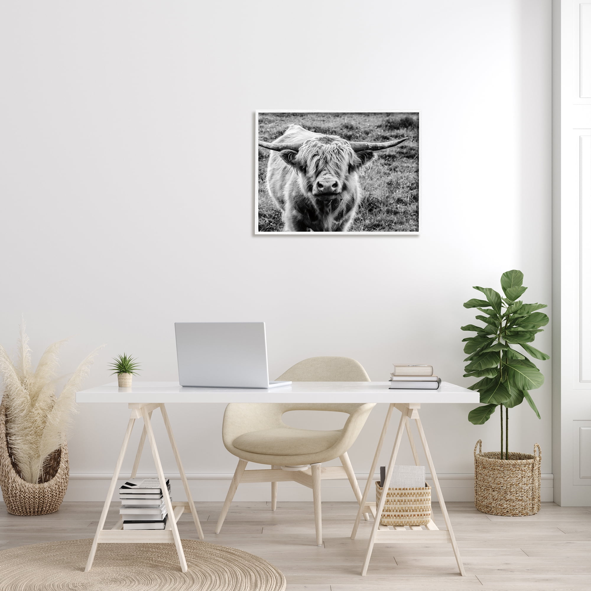 Stupell Industries Wild Country Cattle Portrait Black and White Photography, 24 x 30, Design by Nathan Larson