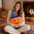 thumbnail image 7 of Euahivb Halloween Pumpkin Stuffed Toy Plush Pillow 13.8 x 13.8 Inch Soft Cushion with Blue Witch Hat for Couch Living Room Spooky Seasonal Decor, 7 of 7