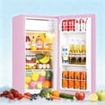 thumbnail image 3 of Kcpolre 3.1 Cu.Ft Mini Fridge with Freezer, Adjustable Thermostat, Removable Glass Shelves & Fruit Basket for Dorm Room, Office, Bedroom, Pink, 3 of 6