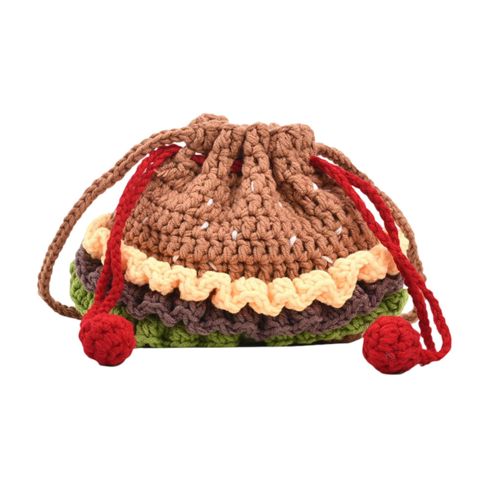 Abbraccia Crochet Shoulder Bag Handcrafted Cute Hamburger Birthday Gift Handmade Phone Bag Large