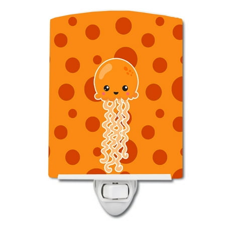 

Caroline s Treasures BB8797CNL Ocean Jellyfish Orange Ceramic Night Light 6x4x3 multicolor