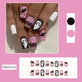 thumbnail image 2 of 24Pcs Halloween Press on Nails Square Fake Nails with Glue Horror Pumpkin Ghost Flowers Graveyard Bat Acrylic Nails for Women Halloween Party -3 sizes, 2 of 6