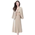 thumbnail image 2 of Joernso 2Pcs/Set Women Outfit Commute Trendy Comfortable Mid-length Light Luxury Streetwear Sling Spring Coat Dress Spring Clothing, 2 of 8