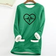 thumbnail image 2 of FAVIPT Women's Fleece Lined Sweatshirts Printing Sherpa Long Sleeve Underwear Casual Trendy Winter 2025 Warm Tops with Pockets Green,M, 2 of 4