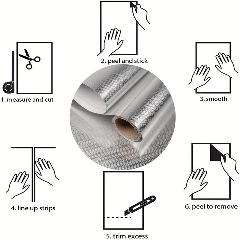 Brushed Metal Texture PET Peel and Stick Wallpaper Self Adhesive Waterproof Metallic Vinyl Finish for Wall Backsplash or Furniture Industrial Style Refrigerator Color Change 23.62 in*118/ 197 in