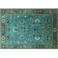 thumbnail image 1 of Ahgly Company Machine Washable Indoor Rectangle Oriental Turquoise Blue Industrial Area Rugs, 7' x 9', 1 of 4