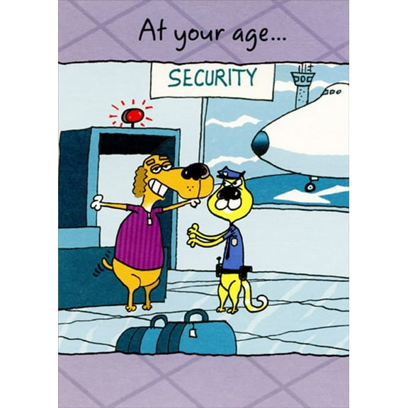 Designer Greetings Dog and Cat at Airport Security Risque Funny / Humorous Masculine Birthday Card for Him : Man : Men
