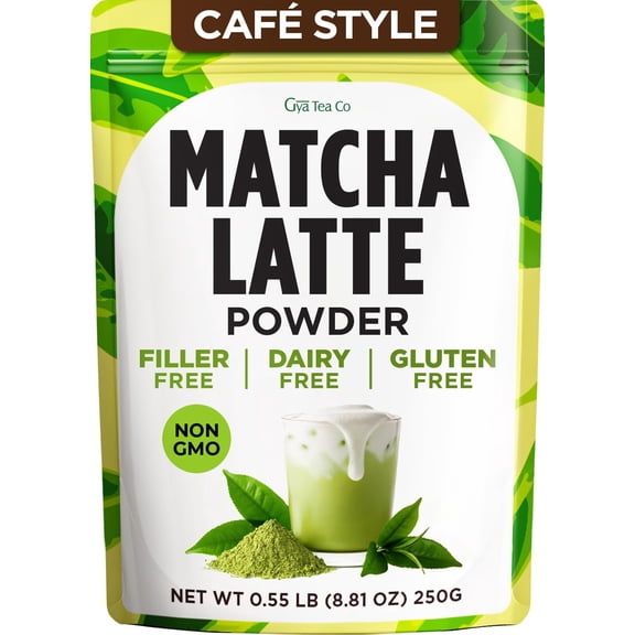 Gya Tea Co Matcha Latte Powder 0.55 lb (8.81 oz) - Sweetened Half Caffeine Non-GMO Gluten Free Powder 1 Count