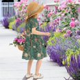 thumbnail image 5 of FORMRS Girls Short Sleeve Dress Summer Casual Round Neck A-line Beach Sundress, Sizes 2T-8T, Tiger and Peacock Pattern, 5 of 8