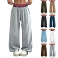 thumbnail image 2 of Oksale Wide Leg Sweatpants Women Loose Soft Cozy Fleece Sweat Pants Casual Drawstring Elastic Waisted Plaid Patchwork Baggy Pants Fashion Trousers Black M, 2 of 9