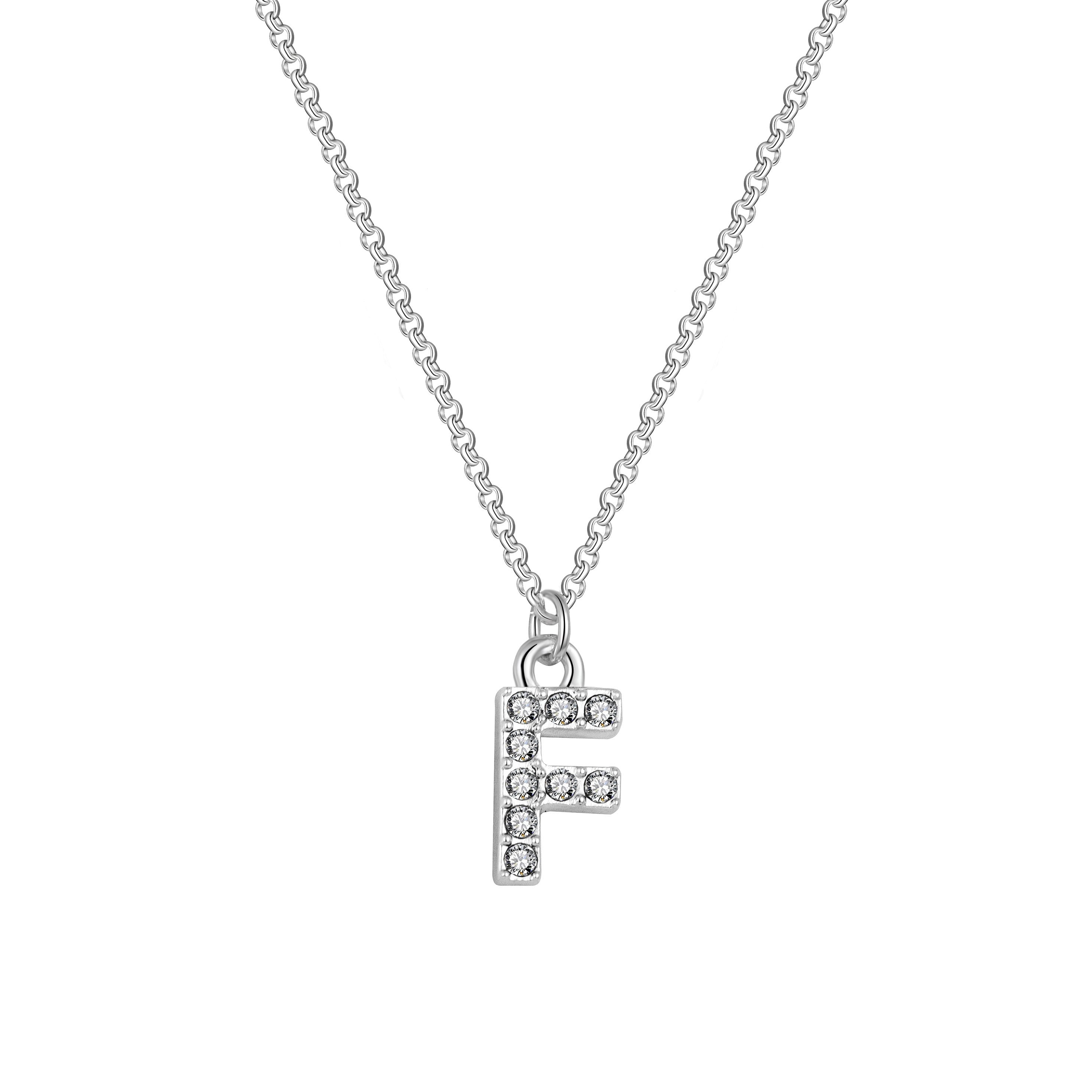 Pave Initial Necklace Letter F Created 
