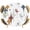 Blue, jujube, white, variant on Elastic Fitted Round Tablecloth, Blue Red Diamond Waterproof Stretch Table Cover for 36"-44" Tables, Modern Geometric Middle Century Washable Outdoor Tablecloths for Patio, Picnic, Camping