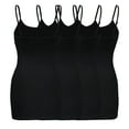 thumbnail image 2 of ShezPretty Womens & Juniors Basic Solid Long Length Adjustable Spaghetti Strap Camisole Tank Top (4PK - Large, Black/Black/Black/Black), 2 of 4