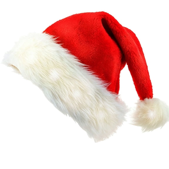 Light Up Santa Hat, 14.96X11" Plush LED Christmas Hat, Colorful Glowing Xmas Hat, Furry Trim Holiday Hat, Lighted Party Hat for Christmas Party, Festive Home Decor, with Detachable Button Batteries