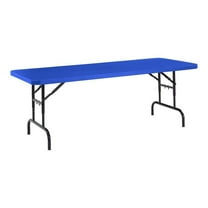 Pemberly Row 30x72" Height Adjust Plastic Heavy Duty Folding Table in Blue