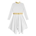 thumbnail image 6 of Xnihocha Kids Girls Liturgical Worship Dress Long Sleeve Praise Stripe Dance Dress Tunic Asymetrical Robe White 8, 6 of 7