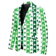 thumbnail image 5 of Men's St. Patrick's Day 3-Piece Suit Set with Green Clover Print, Button Closure, Classic Tailored Fit for Formal Events, 5 of 7