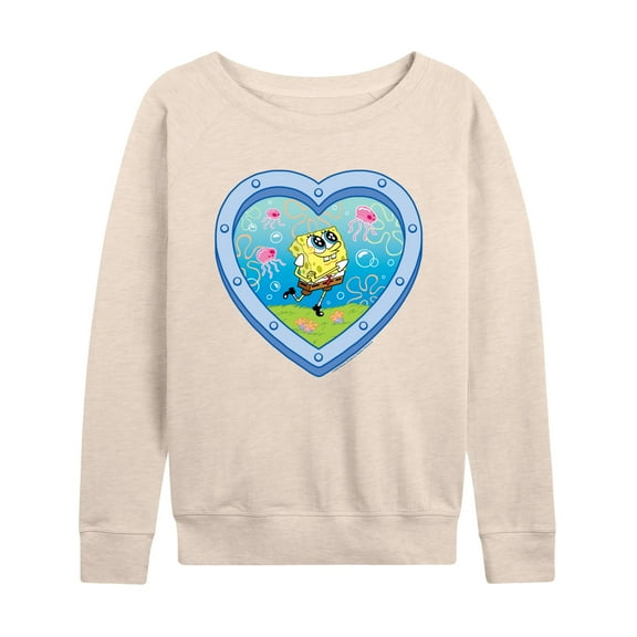 Spongebob Squarepants - Heart Porthole Window - Women's French Terry Long Sleeve Shirt