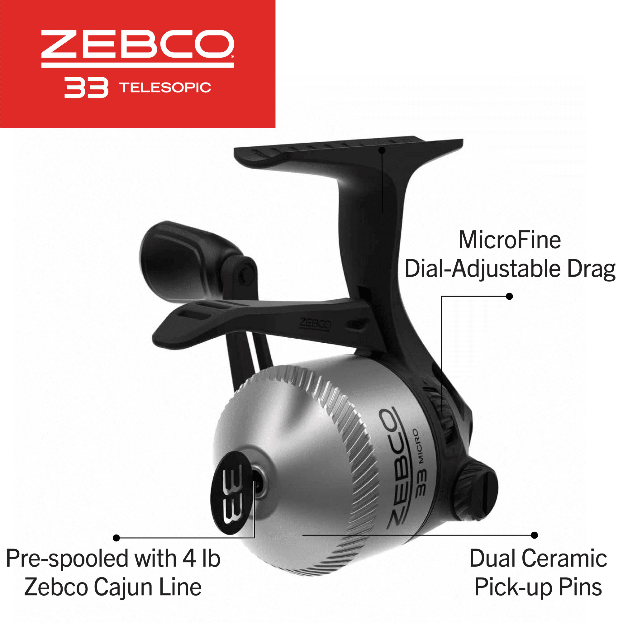 Zebco 33 Micro Triggerspin Spincast Reel and Telescopic Fishing