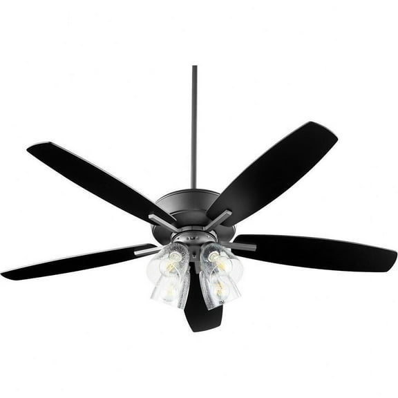 Carlile Way 5 Blade Ceiling Fan in Bailey Street Home Home Collection Style 52 inches Wide By 16.75 inches High-Noir Finish-Matte Black/Weathered Oak