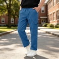 thumbnail image 2 of Nugftut Cargo Pants for Boys, Multi‑Pockets Elastic Waist Casual Outdoor School Pants for Boys,Blue,Sizes 5-6, 2 of 8