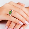 thumbnail image 6 of SZUL Women's 2 1/2 Carat Emerald Cut Peridot and 1/3 CTW Blue Diamond Ring in 10K White Gold, 6 of 6