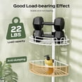 thumbnail image 3 of Corner Shower Caddy Tension Pole: Rustproof Bathroom Organizer Shelves for Bathtub Shampoo Accessories Storage Holder - 47-121 Inch Adjust - White, 3 of 7