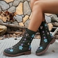 thumbnail image 2 of Green Women'S Casual Winter Boots With Flower Embroidery Front Lace-Up And Side Zipper Low Heel Round Toe Design, 2 of 7