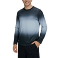 thumbnail image 3 of Mens Long Sleeve T Shirts Gradient Crewneck Lightweight Running Activewear Tops Grey XXL, 3 of 6