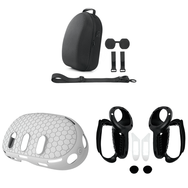Estuche Transporte Dura A Prueba Golpes Cubierta Lente Brida para Cables para Meta Quest (negro)