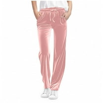 fatyb Boys Girls Velvet Pants Elastic Waist Drawstring Casual Pants Wide Leg Velour Trousers with Pockets