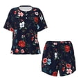 thumbnail image 4 of Kdxio Vintage Rose Print Pajamas Sets for Women Short-Sleeved Pjs with Lounge Shorts Two Piece Sleepwear S-4XL, 4 of 9