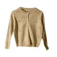 thumbnail image 5 of Posijego Little Girls Sweater Cardigans Hollow Knit Open Front Sweater Crew Neck Button Closure Cardigan Jackets, 5 of 6