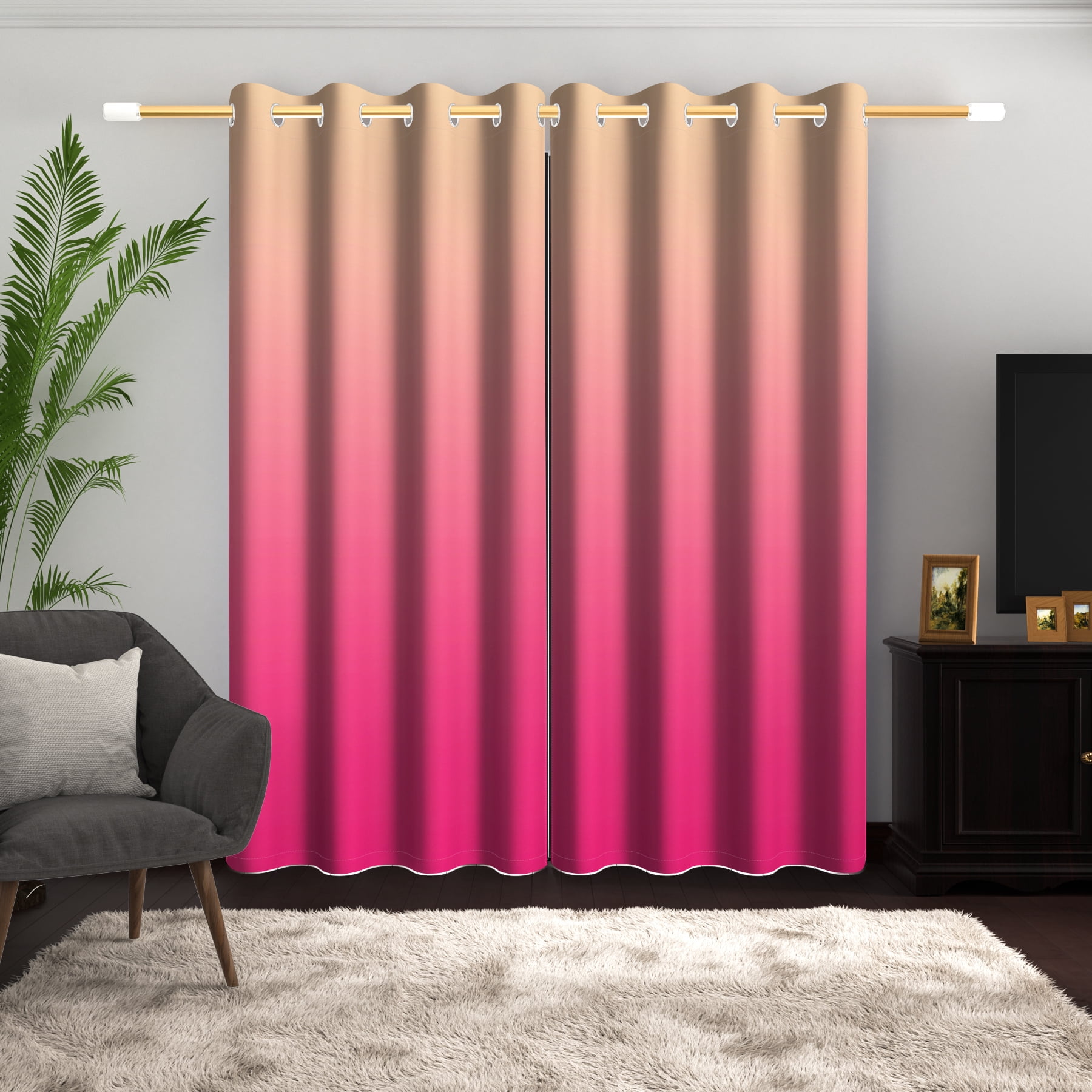 Lfeey Room Blackout Grommet Curtains for Living Room, 2 Panels, Pink, 42x63 inches
