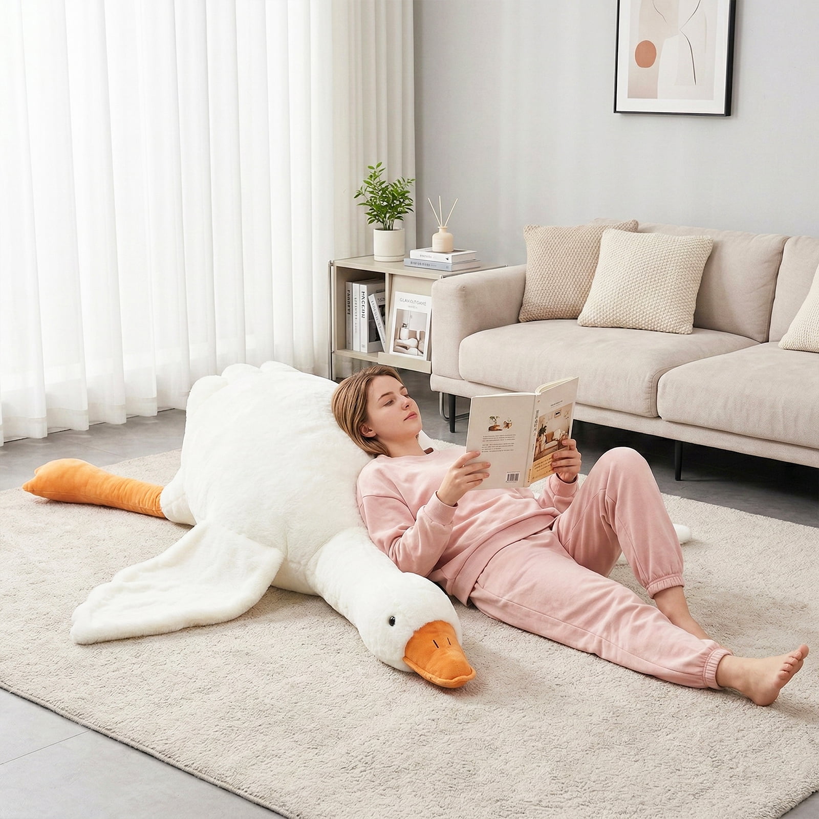 Yvagay Giant Stuffed Goose Plush Toy,Oversized Plush Goose Plush Toy, Cute Swan Stuffed Animal Gift for Kids and Friends, 62.99 inch