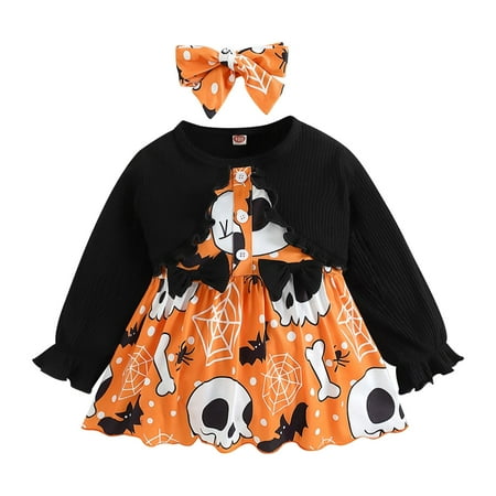 

JAHH Children s Outdoor Bodysuits Baby Girls Halloween Long Sleeve Dress Outfits Festival Clothes Princess Tutu Dresses for Casual Soft Comfortable Outfits (9-12 Months B)