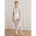 thumbnail image 3 of LiiYii Robe de Danse Ballet à Sequins pour Filles Sans Manches Figure Patinage Gymnastique Justaucorps Performance Costume Blanc 14, 3 of 7