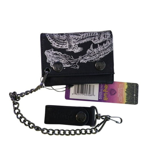 Harry Potter Wallet - Hogwarts School Leather Wallet with Metal Chain