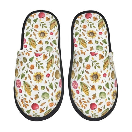 

Tideii Fall Fruits And Vegetables for Home Indoor Cotton Slippers Autumn and Winter EVA Plush Slippers Household Supplies Unisex-Medium